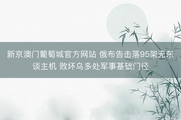 新京澳门葡萄城官方网站 俄布告击落95架无东谈主机 败坏乌多处军事基础门径