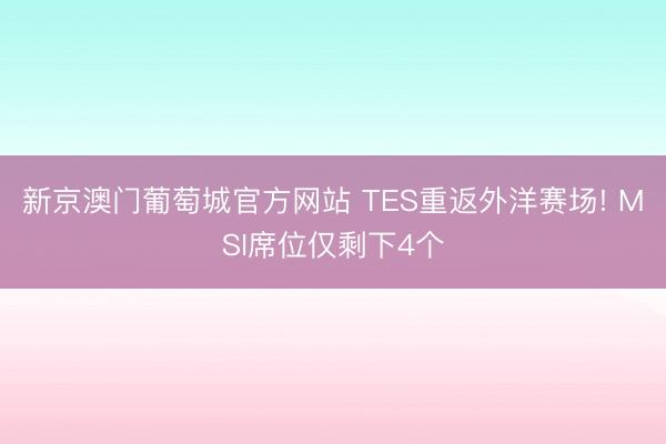 新京澳门葡萄城官方网站 TES重返外洋赛场! MSI席位仅剩下4个