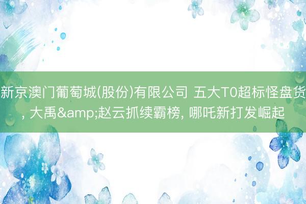 新京澳门葡萄城(股份)有限公司 五大T0超标怪盘货， 大禹&赵云抓续霸榜， 哪吒新打发崛起