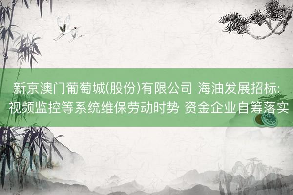新京澳门葡萄城(股份)有限公司 海油发展招标: 视频监控等系统维保劳动时势 资金企业自筹落实