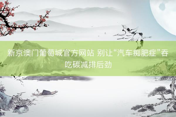 新京澳门葡萄城官方网站 别让“汽车痴肥症”吞吃碳减排后劲