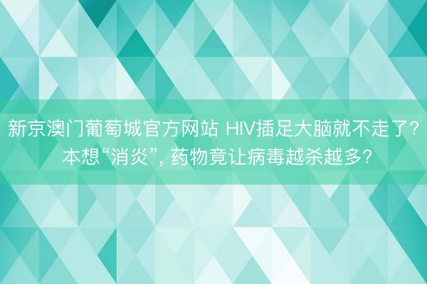 新京澳门葡萄城官方网站 HIV插足大脑就不走了? 本想“消炎”, 药物竟让病毒越杀越多?