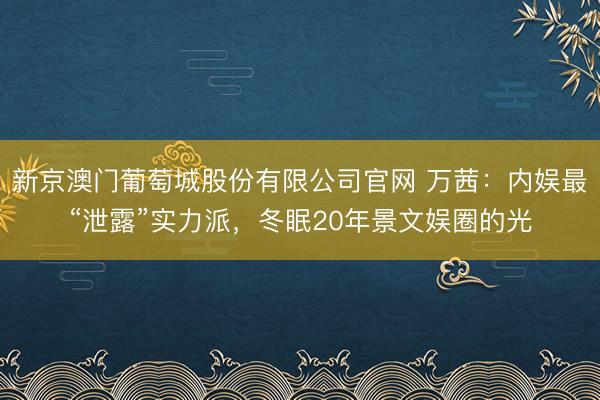 新京澳门葡萄城股份有限公司官网 万茜：内娱最“泄露”实力派，冬眠20年景文娱圈的光