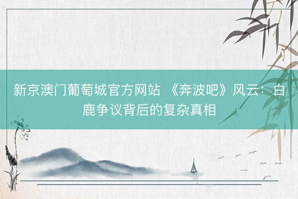 新京澳门葡萄城官方网站 《奔波吧》风云：白鹿争议背后的复杂真相