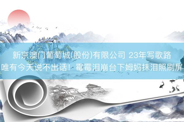 新京澳门葡萄城(股份)有限公司 23年写歌路唯有今天说不出话！霉霉泪崩台下姆妈抹泪照刷屏