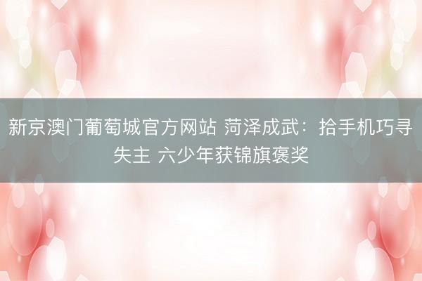 新京澳门葡萄城官方网站 菏泽成武：拾手机巧寻失主 六少年获锦旗褒奖